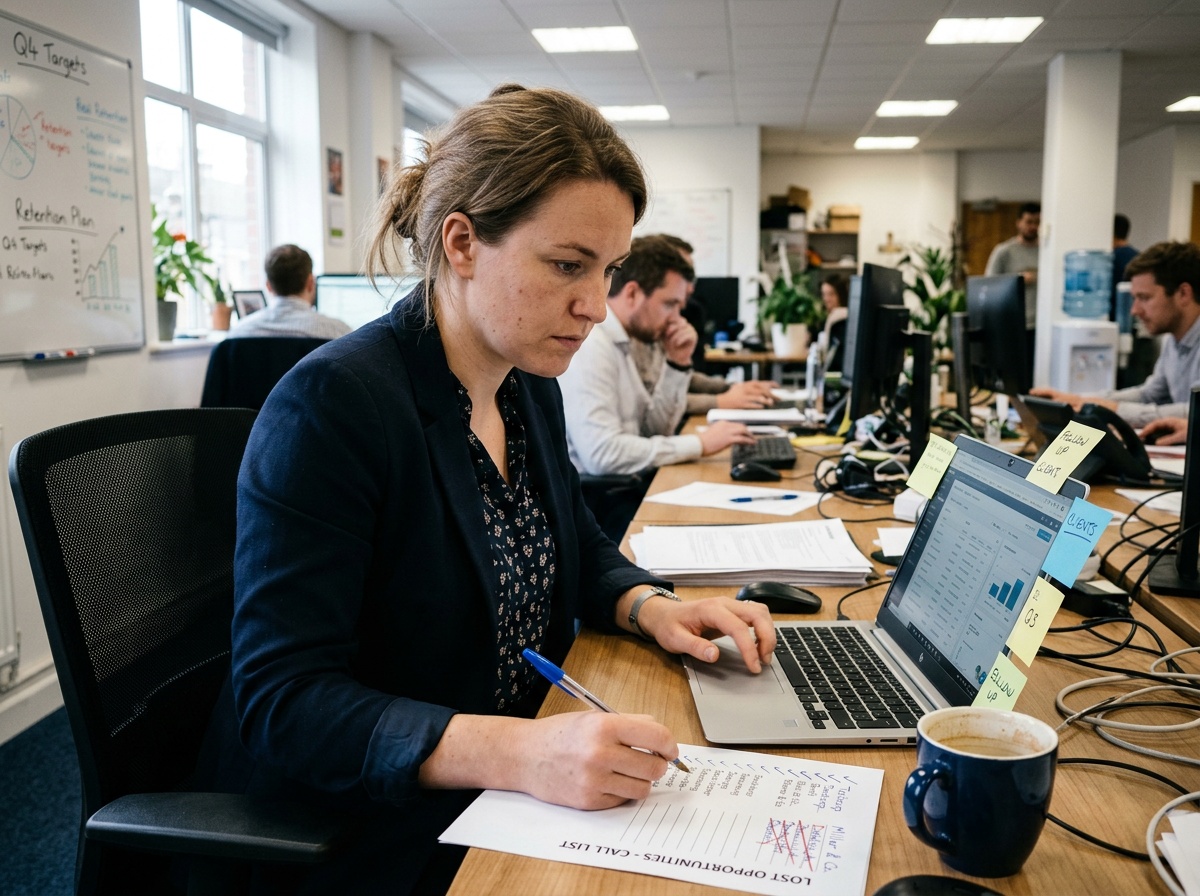 Employée travaillant sur ordinateur dans open space