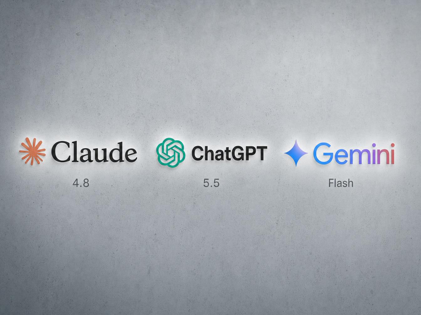 Logos Claude, ChatGPT et Gemini avec versions